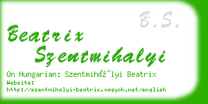 beatrix szentmihalyi business card